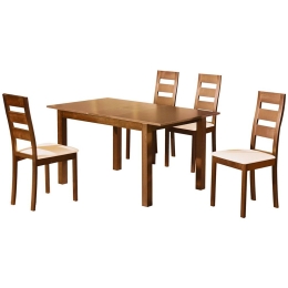 Τραπεζαρία Σετ Miller 5Τμχ Ε781,10S 120+30x80x74/45x52x97cm Walnut-Ecru 4 Θέσεων