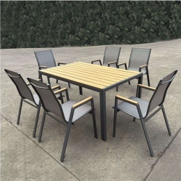 Τραπεζαρία Virna (Σετ 7Τμχ) Ε6797,1S 150x90x73cm Anthracite-Natural 6 Θέσεων