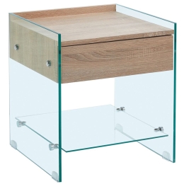 Κομοδίνο Wood-Διάφανο Glasser ΕΜ840,1 45x45x50cm Natural