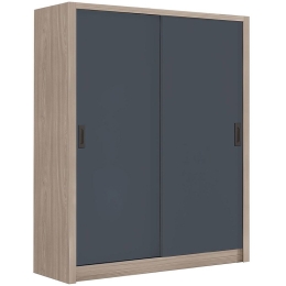 Ντουλάπα Δίφυλλη - Συρόμενη Vanity Ε7355,1 160x60x200cm Anthracite-Walnut Δίφυλλη