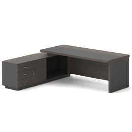 Γραφείο Αριστερή Γωνία Vip ΕΟ929,L 180x90x75/180x50x62cm Anthracite-Walnut