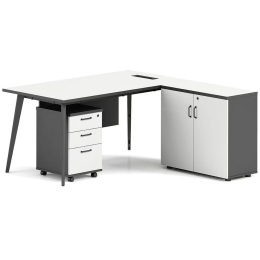 Γραφείο Status ΕΟ900,1 160x80/40x75cm White-Grey