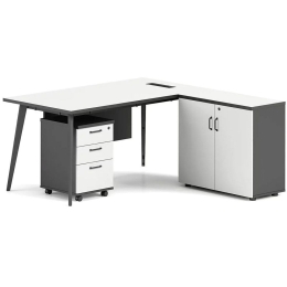 Γραφείο Status ΕΟ901,1 180x80/40x75cm White-Grey
