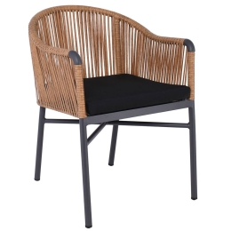 Πολυθρόνα Βεράντας-Κήπου Braga Ε6781 57x58x77cm Anthracite-Natural