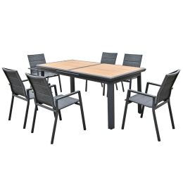 Τραπεζαρία Κήπου (Σετ 7Τμχ) Napoli Ε6729,1S Black-Walnut 6 Θέσεων