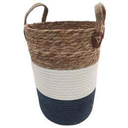 Καλάθι 00.06.61222 Φυσικό 24x35-45cm Ψάθινο White-Blue Ψάθα