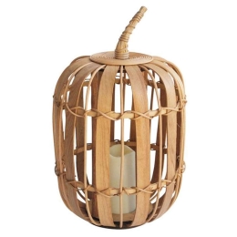 Φανάρι Σχέδιο Κολοκύθα Με Κερί Led 00.06.61344 Φ27x44,5cm Natural Bamboo