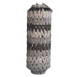 Φανάρι 00.06.61346 Φ25x70cm Black-Grey Rattan,Γυαλί