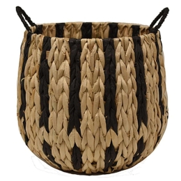 Καλάθι - Κασπώ Stripes 00.06.67470 25x27cm Ψάθινο Natural-Black Ψάθα