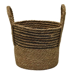 Καλάθι Με Ρίγα 00.06.67543 30x24cm Ψάθινο Natural-Black Ψάθα