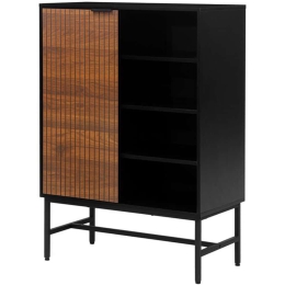 Μπουφές 0016-225-052 80x40x110cm Black-Oak Melamine, Metal