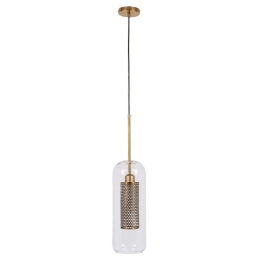 Φωτιστικό Οροφής Avery 00741 1xΕ27 Με Πλέγμα Φ15x60cm Clear-Gold GloboStar
