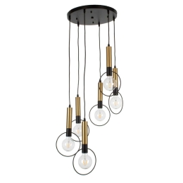 Φωτιστικό Οροφής Olvero 00774 6xΕ27 Με Πλέγμα Φ55x130cm Black-Gold GloboStar