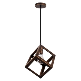 Φωτιστικό Οροφής Cube 00793 1xΕ27 Με Πλέγμα 25x25x25cm Rust GloboStar