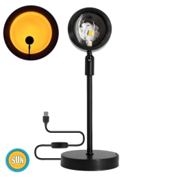 Φωτιστικό Επιτραπέζιο Sun 00814 Led 12W Με Projector Lens Εφέ Black-Yellow GloboStar