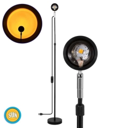 Φωτιστικό Δαπέδου Sun 00819 12W Led Με Projector Lens Εφέ & USB 94cm Silver-Black GloboStar