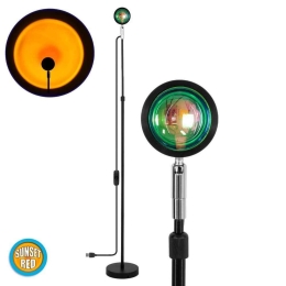 Φωτιστικό Δαπέδου Sunset Red 00820 12W Led Με Projector Lens Εφέ & USB 94cm Silver-Black GloboStar