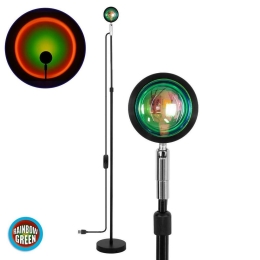 Φωτιστικό Δαπέδου Rainbow Green 00821 12W Led Με Projector Lens Εφέ & USB 94cm Silver-Black GloboStar