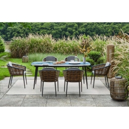 Τραπεζαρία Κήπου Musses Rattan 01-00-2072 (Σετ 7Τμχ) Brown-Anthracite 6 Θέσεων