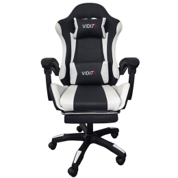 Πολυθρόνα Gaming Με Υποπόδιο A6060 01.0291 64x62x113-121cm Black-White Zita Plus