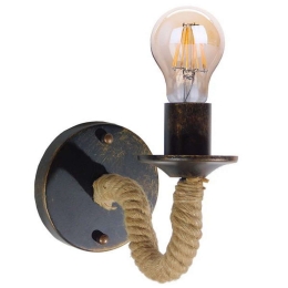 Φωτιστικό Τοίχου - Απλίκα Daker 01184 1xE27 Με Σχοινί 21x12x16cm Black-Beige GloboStar
