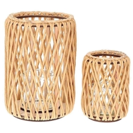 Φανάρια (Σετ 2Τμχ) 012.862433057 Φ20x30cm Ψάθινα Natural Γυαλί,Seagrass