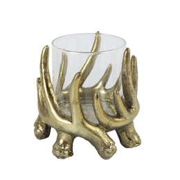Κηροπήγιο Με Χρυσά Κέρατα 013.785891 16x16cm Gold