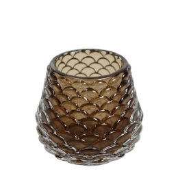 Κηροπήγιο Κουκουνάρι Γυάλινο 013.814384 7,2x6,5cm Brown