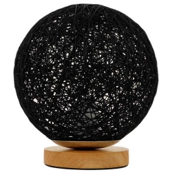 Φωτιστικό Επιτραπέζιο Ψάθινο Indus 01338 1xE27 Φ20cm Black GloboStar