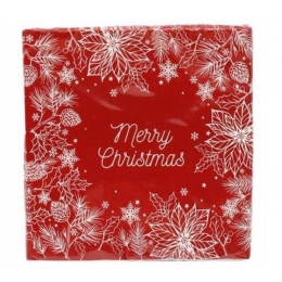 Χαρτοπετσέτες Χριστουγεννιάτικες Merry Cristmas 014.XM5284 (Σετ 20τμχ) 33Χ33cm Red