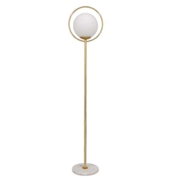 Φωτιστικό Δαπέδου Versailles 01543 1xE27 Με Milky Γυαλί Φ35 170cm Gold GloboStar