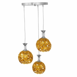 Φωτιστικό Οροφής Margarita 01670 3xΕ27 Με Κρύσταλλα Φ50x24cm Gold-Silver GloboStar