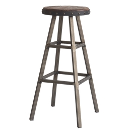 Σκαμπό Μπαρ Ladder 02-00-0814 Φ42x80cm Grey-Walnut