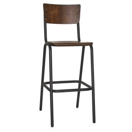Σκαμπό Μπαρ School/S 02-00-0852 55x44x114cm Anthracite-Walnut