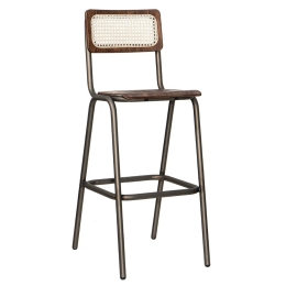 Σκαμπό Μπαρ School/S-R 02-00-1404 55x44x114cm Anthracite-Walnut