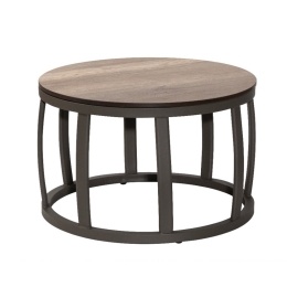 Τραπέζι Barrel 02-00-1502 Φ49x31cm Anthracite-Teak