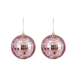 Χριστουγεννιάτικες Μπάλες Disco Mirror 02.1162270 (Σετ 2τμχ) 10cm Pink