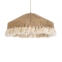 Φωτιστικό Οροφής Κρεμαστό Mazu 02098 Boho 1xE27 IP20 50x25cm Beige-White GloboStar
