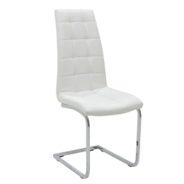 Καρέκλα Darrell Μεταλλική Χρωμίου Pu White 41X54X107Cm 029-000004 Μέταλλο,Τεχνόδερμα