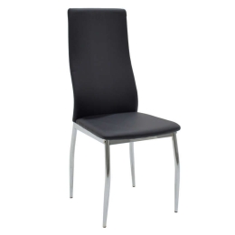 Καρέκλα Jella Μεταλλική Χρωμίου Pu Μαύρο 41X46X100Cm 029-000006 Μέταλλο,Τεχνόδερμα
