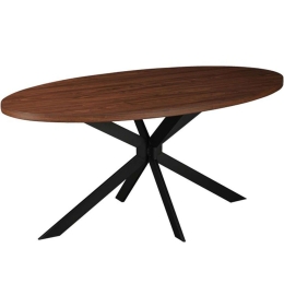 Τραπέζι Donal 029-000207 180x90x76cm Walnut-Black Mdf,Μέταλλο