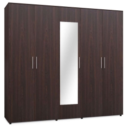 Ντουλάπα Ρούχων Luna Με Καθρέπτη Wenge 220X52X200Cm 043-000049 Πεντάφυλλη Μελαμίνη