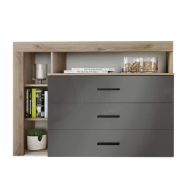 Συρταριέρα Cute 043-000094 120x43x89cm Natural-Anthracite Gloss
