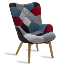 Πολυθρόνα Kido Υφασμάτινη Patchwork 71X74,5X100,5Cm 046-000001 Ξύλο,Ύφασμα