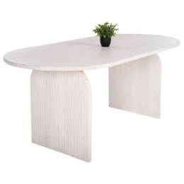 Τραπέζι Τραπεζαρίας Οβάλ Honky HM9690 180,5x90,5x76cm Από Μασίφ Mango Ξύλο White Ξύλο