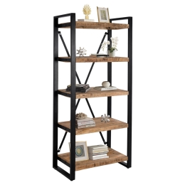 Βιβλιοθήκη HM8188.11 80x45x186cm Natural - Black Μέταλλο,Ξύλο