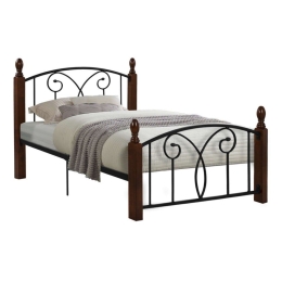Κρεβάτι Suzie HM600 Για Στρώμα 110x190cm Walnut-Black Ημίδιπλο Μέταλλο,Ξύλο