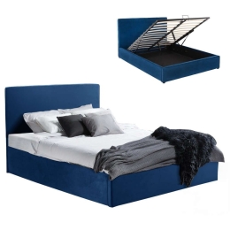 Κρεβάτι Allie HM584.18 170x214x100cm Με Αποθηκευτικό Χώρο Για Στρώμα 160x200cm Blue Υπέρδιπλo Βελούδο