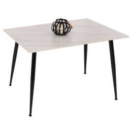 Τραπέζι Τραπεζαρίας Sintered Stone HM8589.02 120x80x76cm Marble White Πέτρα,Μέταλλο