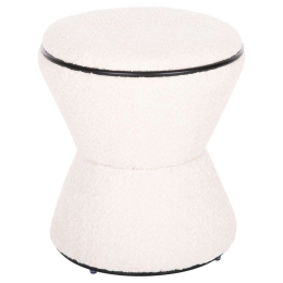 Σκαμπό Στρογγυλό Linner HM9604.06 Φ38x44cm Με Μπουκλέ Ύφασμα Ecru-Black Ύφασμα